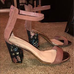 Rose gold, Mauve, & Floral Single Sole Block Heels